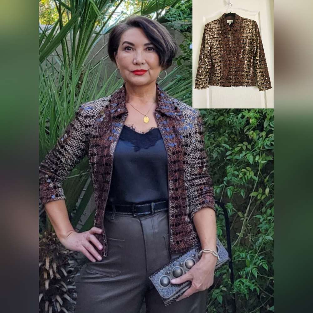 Silky Knit Animal Print Fitted Blazer - Joseph Ribkoff